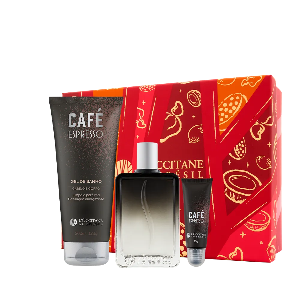 Presente Café Espresso: Gel de Banho, Fragrância em Gel e Eau de Parfum